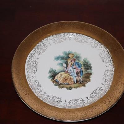 Sabin Crest O Gold Serving Plate Hand Painted Vintage