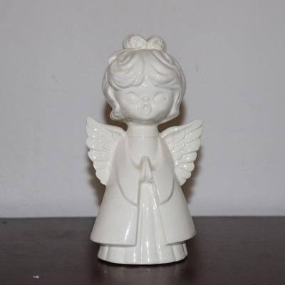 White Mold Ceramic Angel Figurine Singing Praying