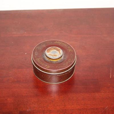Vintage Red Metal Makeup Compact Trinket Box
