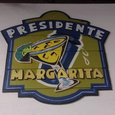 Large Wood Presidente Margarita Advertising Sign