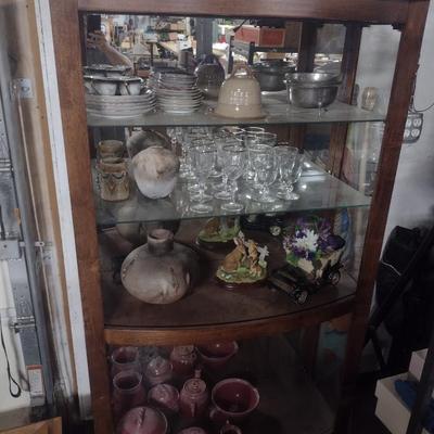 Wood Display Case with Glass Shelves (No Contents)