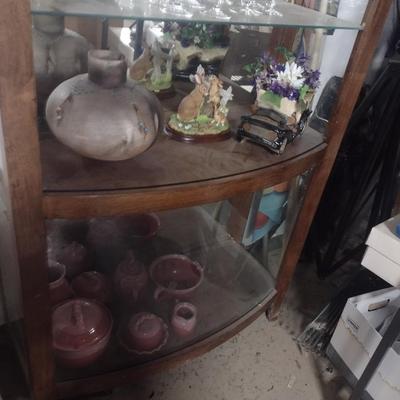 Wood Display Case with Glass Shelves (No Contents)