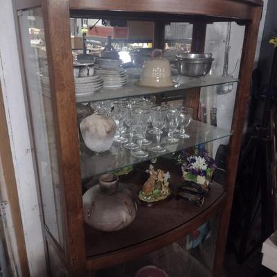 Wood Display Case with Glass Shelves (No Contents)