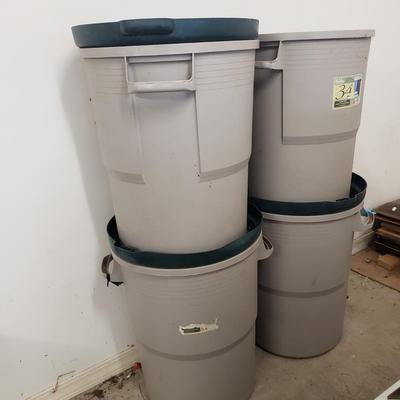 Four 34 Gallon Trash Cans (G-KD)
