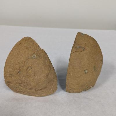 Pair Of Natural Stone Blue Agate Geode Bookends