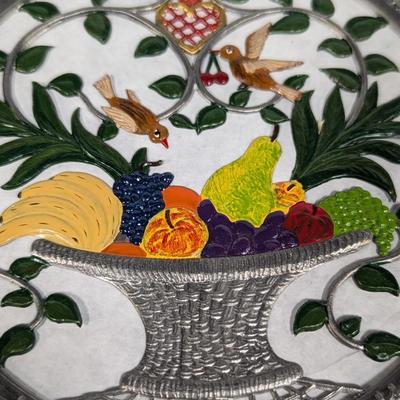 Vintage German Diessen Wilhelm Schweizer Fruit Plaque Pewter Wall Hanging