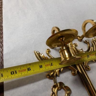 Pair Of Brass Sconce Candle Holders