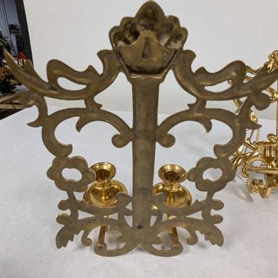 Pair Of Brass Sconce Candle Holders