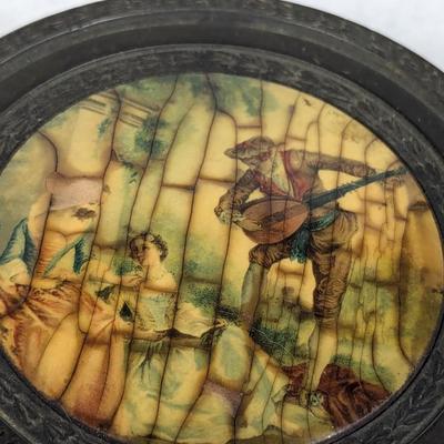 Vintage Powder Box With Mirror & Glass Insert