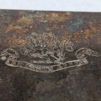 Vintage Silver Plated Hinged Jewelry Trinket Box Lion En Grace Affie