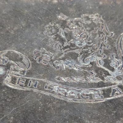 Vintage Silver Plated Hinged Jewelry Trinket Box Lion En Grace Affie