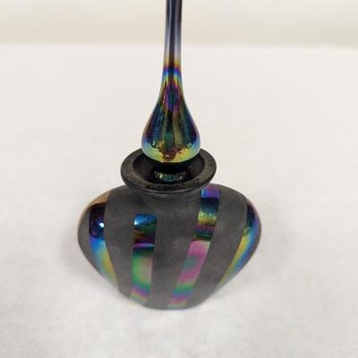 Iridescent Black Glass Perfume Bottle