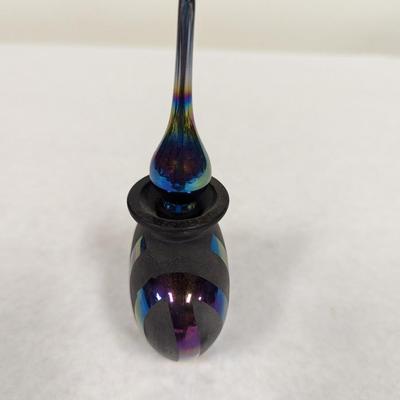 Iridescent Black Glass Perfume Bottle