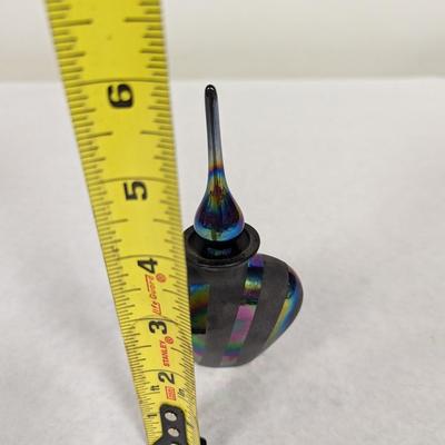 Iridescent Black Glass Perfume Bottle