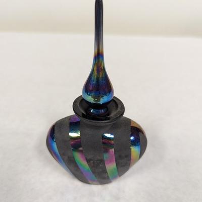 Iridescent Black Glass Perfume Bottle
