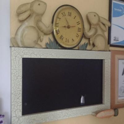 Rabbit Themed Clock and Chalk Board