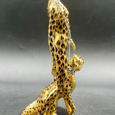 House Of Erte Franklin Mint Leopard Porcelain 9" Figurine Art Deco - NIB