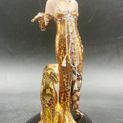 House of Erte Ocelot Figurine Franklin Mint Porcelain 9" Art Deco - NIB
