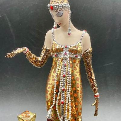 House of Erte Ocelot Figurine Franklin Mint Porcelain 9" Art Deco - NIB