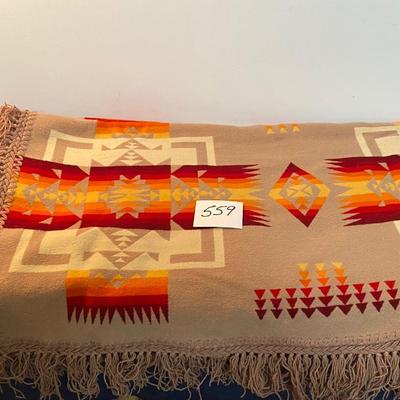 Vintage Woolen Mill Fringed Blanket