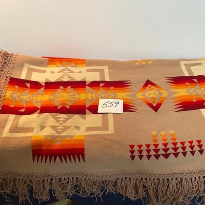 Vintage Woolen Mill Fringed Blanket