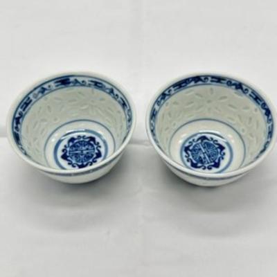 Pair Of Chinese Blue And White Tea Cup-local pickup and shipping available