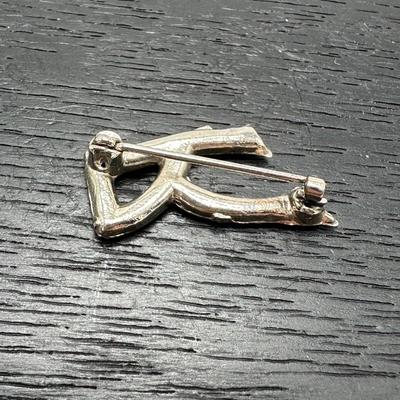 Carolee Silver Tone Clear Rhinestone Monogram Style 'Letter R' Brooch