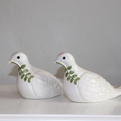 Pair of Wade White Dove Coin Bank, England