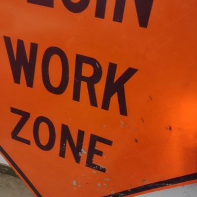 Genuine 'Begin Work Zone' Metal Traffic Sign