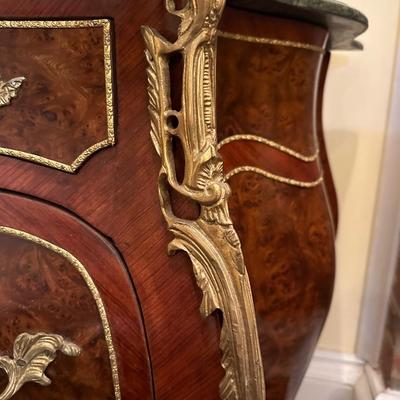 Louis XV Style Marble Top Five Drawer Chest