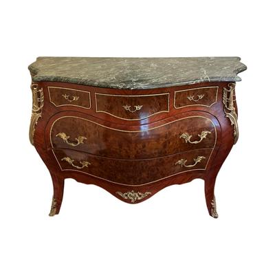 Louis XV Style Marble Top Five Drawer Chest