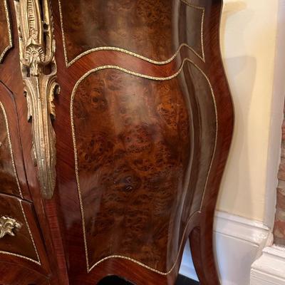 Louis XV Style Marble Top Five Drawer Chest