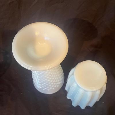 Waterford Vase, Signed Blown Glass & Milk Glass (LR-MG)