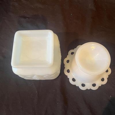 Waterford Vase, Signed Blown Glass & Milk Glass (LR-MG)