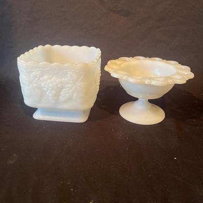 Waterford Vase, Signed Blown Glass & Milk Glass (LR-MG)