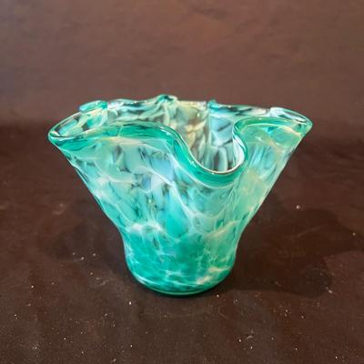 Waterford Vase, Signed Blown Glass & Milk Glass (LR-MG)