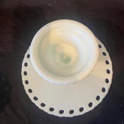 Waterford Vase, Signed Blown Glass & Milk Glass (LR-MG)