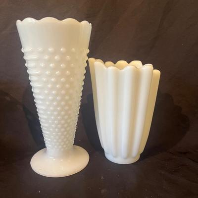 Waterford Vase, Signed Blown Glass & Milk Glass (LR-MG)