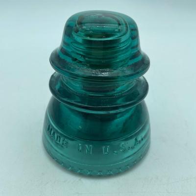 Large teal glass insulator