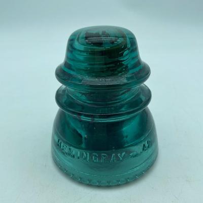 Large teal glass insulator
