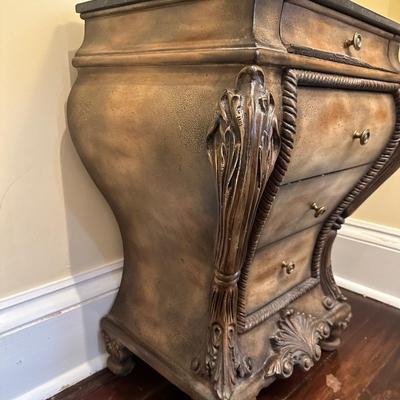 Four (4) Drawer Marble Top Accent Chest