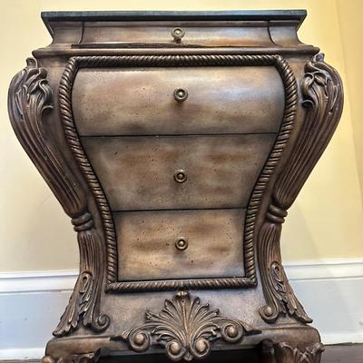 Four (4) Drawer Marble Top Accent Chest