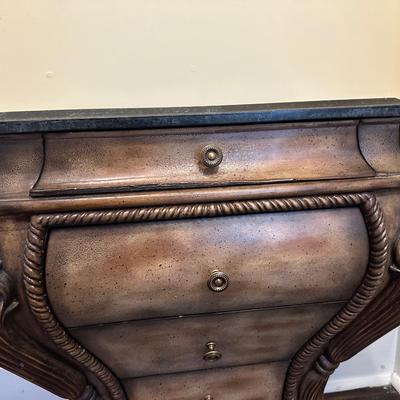 Four (4) Drawer Marble Top Accent Chest