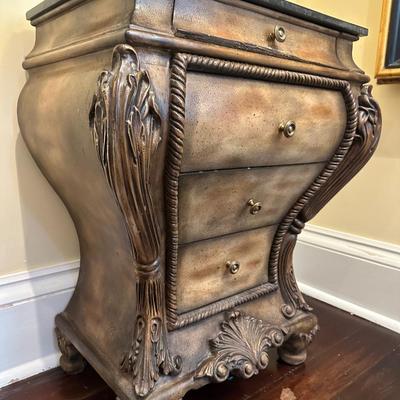 Four (4) Drawer Marble Top Accent Chest