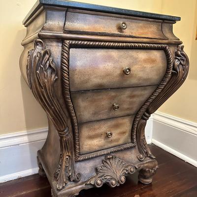 Four (4) Drawer Marble Top Accent Chest