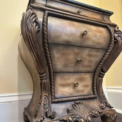 Four (4) Drawer Marble Top Accent Chest