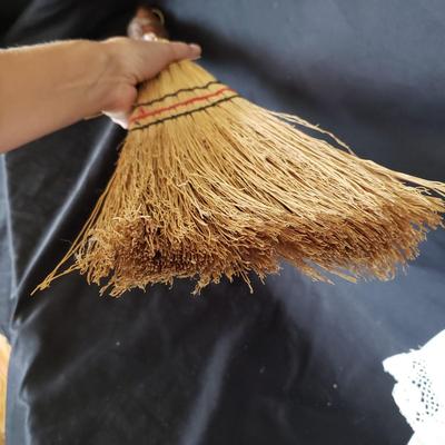 Four White Aprons and Two Handmade Brooms (D-KD)