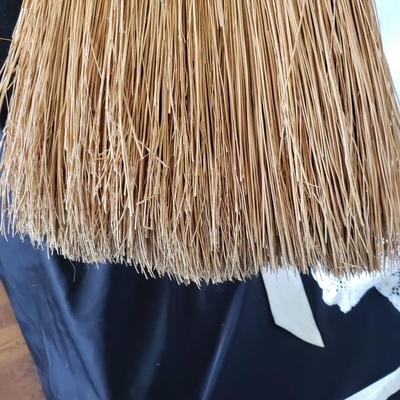 Four White Aprons and Two Handmade Brooms (D-KD)