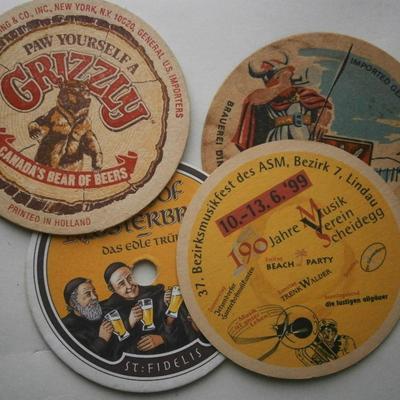 (4) Vintage Beer Coasters
