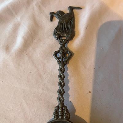 Dutch Pewter Spoons With Wooden Wall Mount Holder (K-MG)